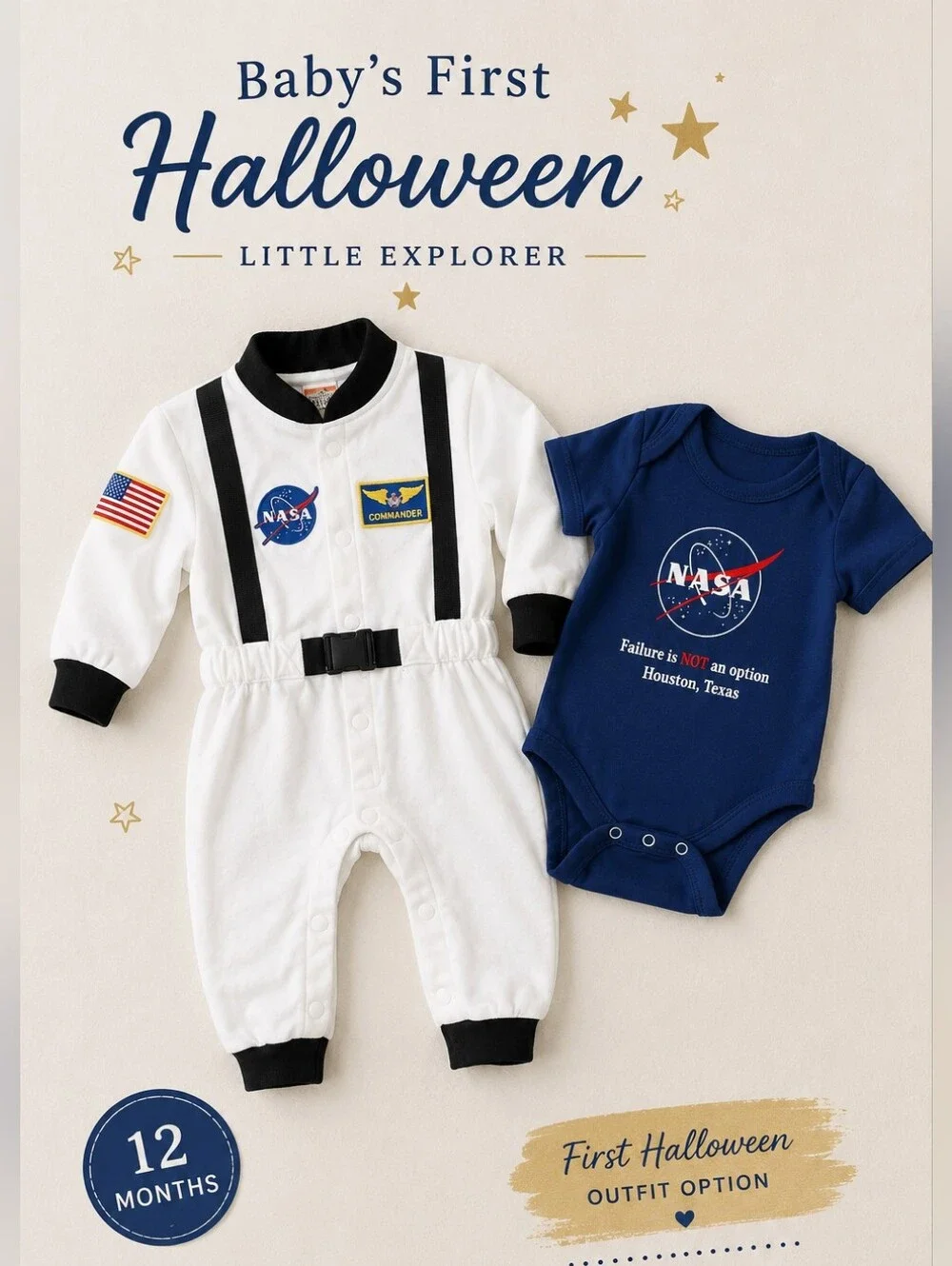 Nasa Blue Baby One-Piece Bodysuit 12M